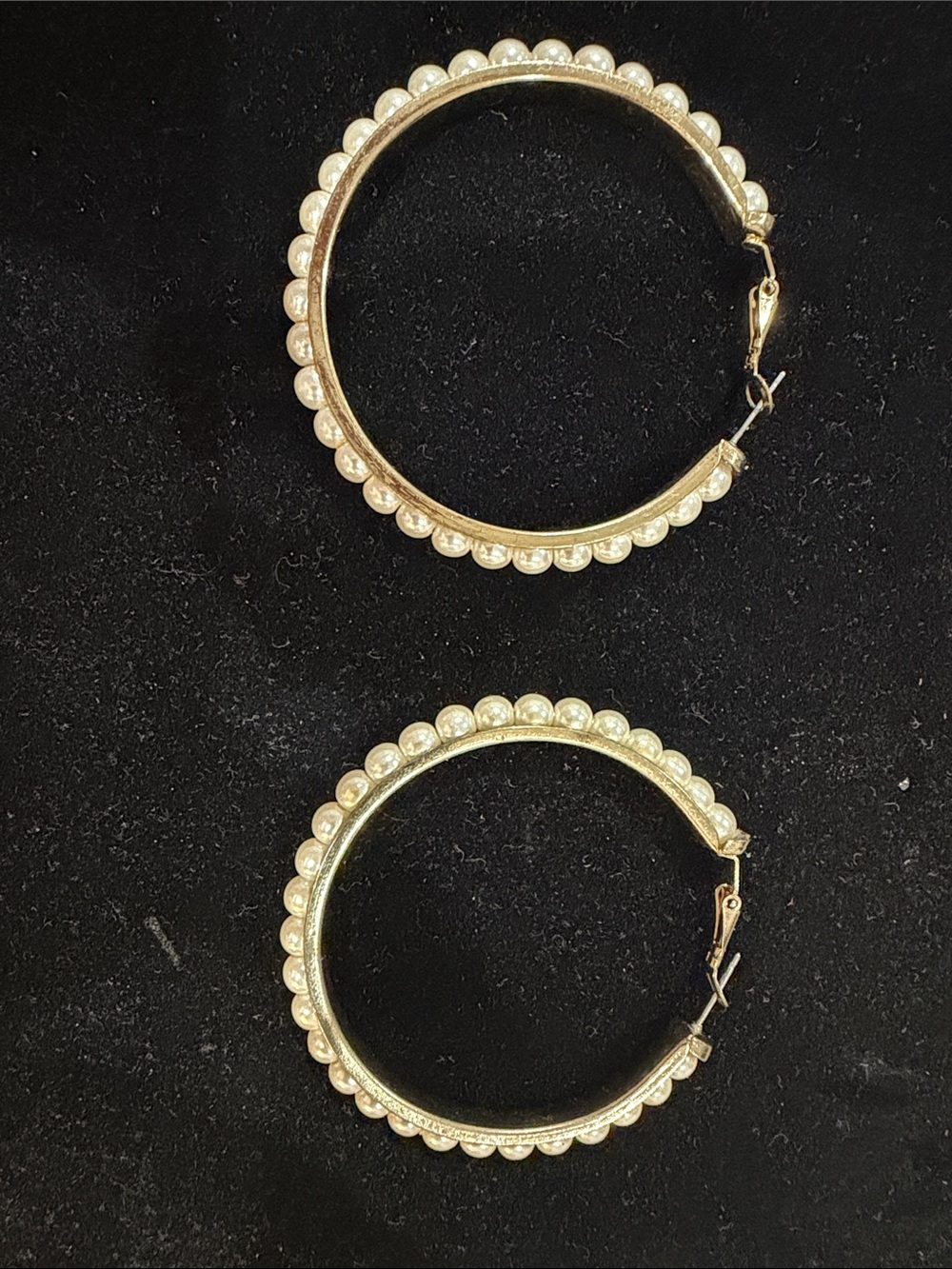 Gold Pearl-Accent Hoop Earrings - Women Jewelry